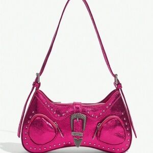 SHEIN Vibrant Pink Metallic Shoulder Bag